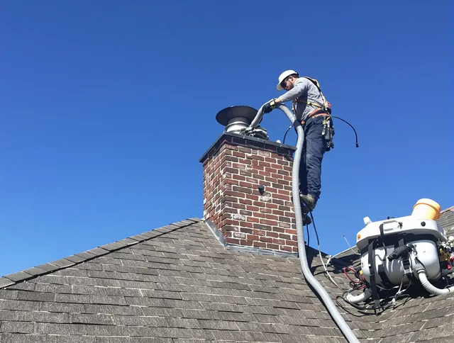 Dedicated Paramount Chimney Sweep team member cleaning a chimney in Paramount, CA