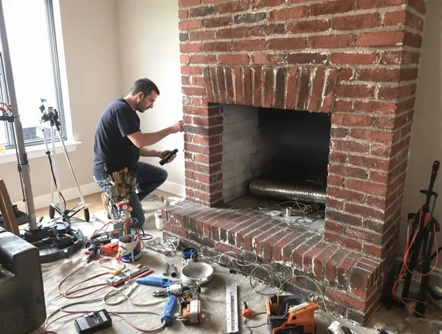 Paramount Chimney Sweep specialist finalizing chimney liner service in Paramount, CA