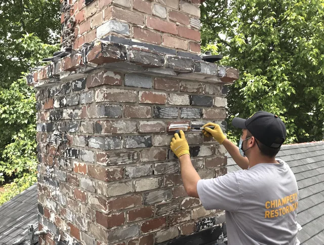 In-progress chimney restoration by Paramount Chimney Sweep in Paramount, CA
