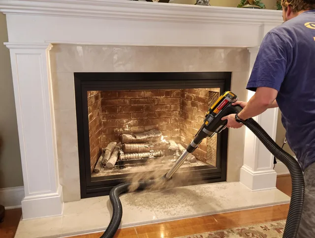 Fireplace cleaning performed by Paramount Chimney Sweep in Paramount, CA